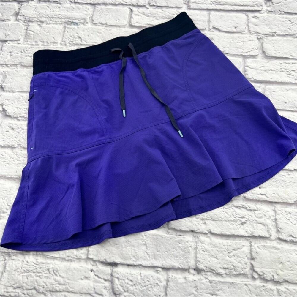 Title Nine Women's Ruffle Hem Sport Golf Skirt M Purple Black Drawstring waist